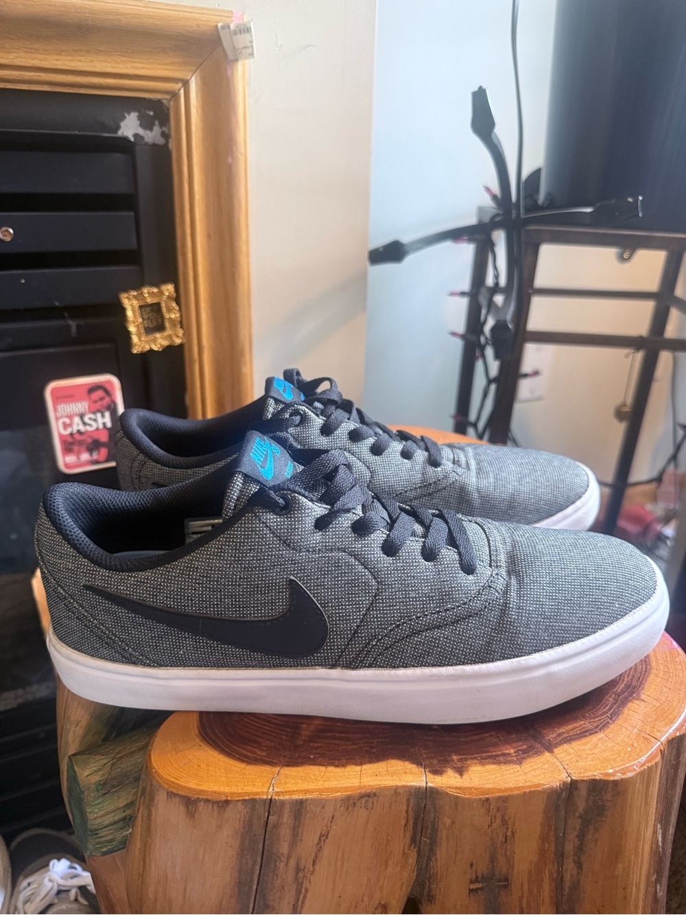 Nike Check Solarsoft Canvas SB 'Black White' Mens size 10